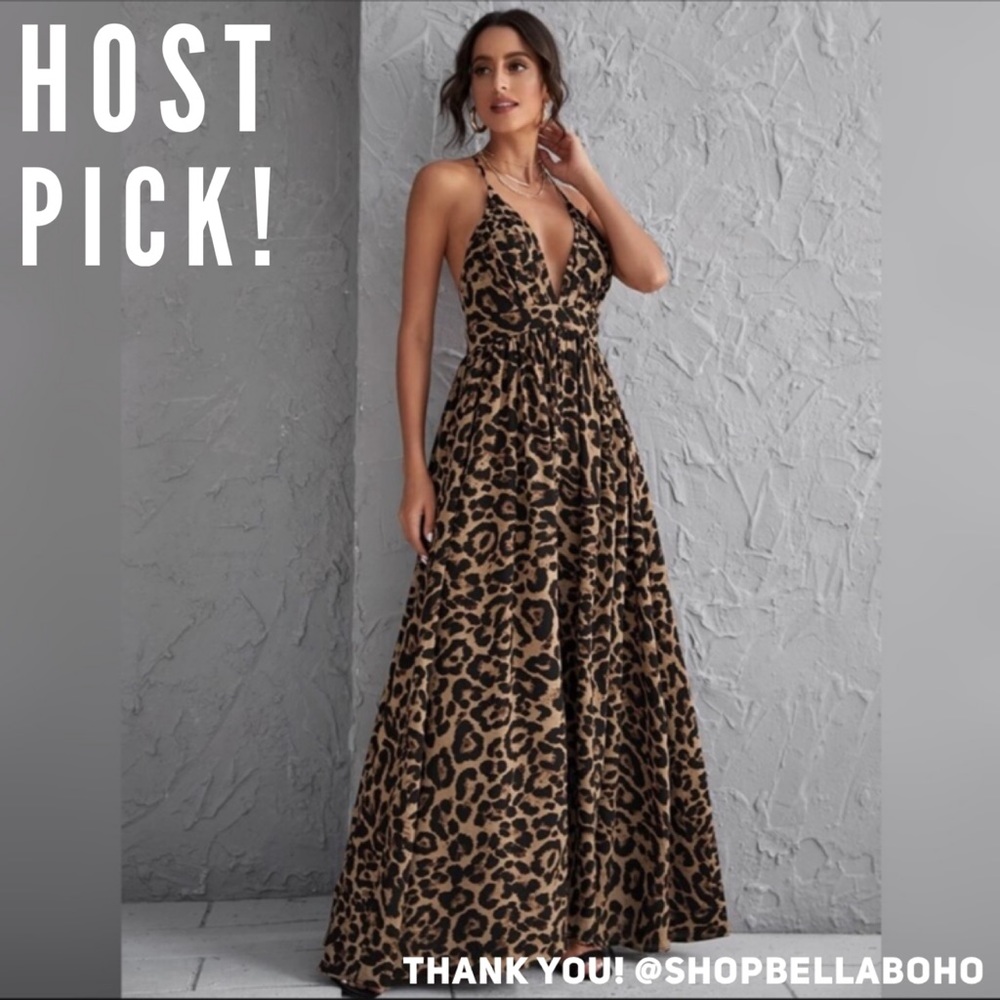 Women’s Leopard Maxi Dress M Medium - Picture 4 of 4